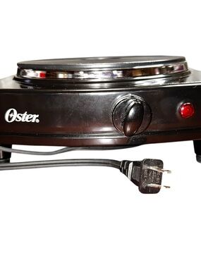 💟Oster Single Black Burner Hot Plate Adjustable Temperature 900 Watts Works